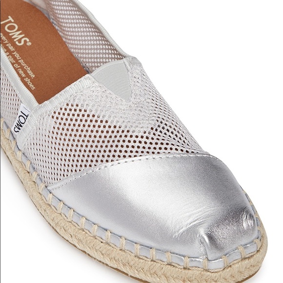 Toms Shoes - Tom's Metallic Silver Espadrilles Size 5.5